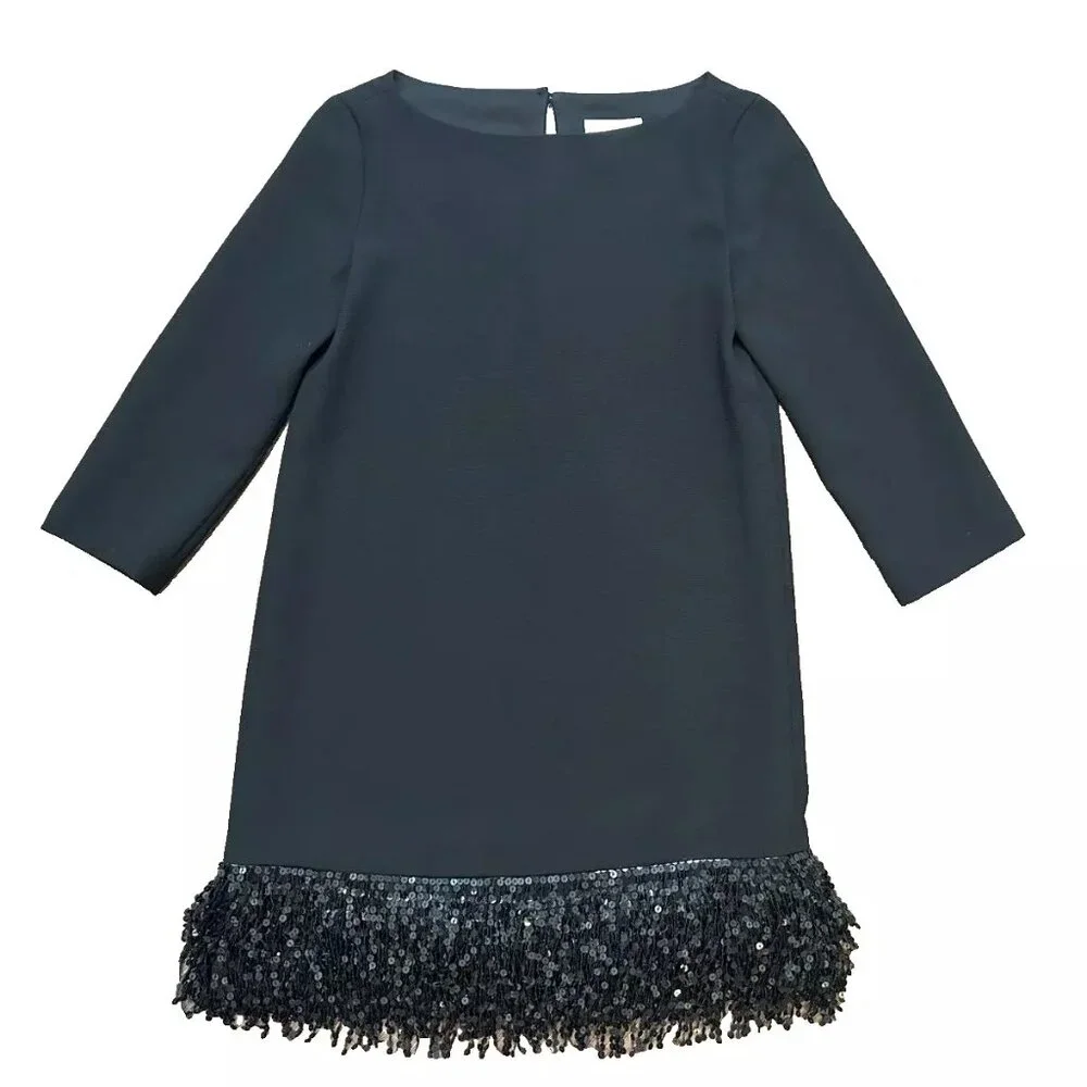 kate spade Black Mini Dress with Sequin Fringe